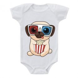 Детский бодик Pug at the cinema - PrintSalon