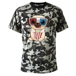 Камуфляжная футболка Pug at the cinema - PrintSalon