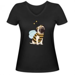 Женская футболка с V-образным вырезом Pug Bug - PrintSalon