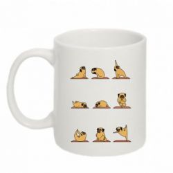 Чашка 320ml Pug engaged in yoga - PrintSalon