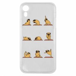 Чехол для iPhone XR Pug engaged in yoga - PrintSalon