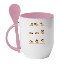 Чашка з ложкою Pug engaged in yoga