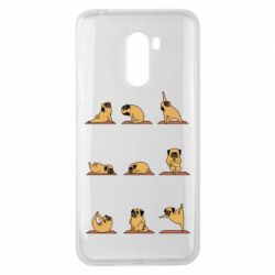 Чехол для Xiaomi Pocophone F1 Pug engaged in yoga - PrintSalon