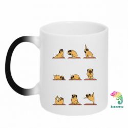 Чашка-хамелеон Pug engaged in yoga - PrintSalon