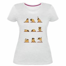 Женская премиум футболка Pug engaged in yoga - PrintSalon