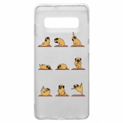 Чехол для Samsung S10+ Pug engaged in yoga
