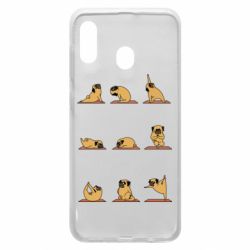 Чехол для Samsung A20 Pug engaged in yoga - PrintSalon