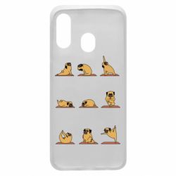 Чехол для Samsung A40 Pug engaged in yoga - PrintSalon