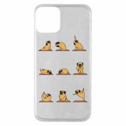 Чехол для iPhone 11 Pug engaged in yoga - PrintSalon