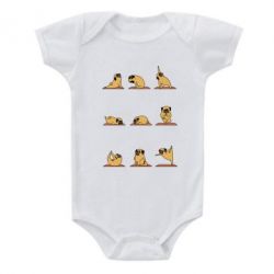 Детский бодик Pug engaged in yoga - PrintSalon