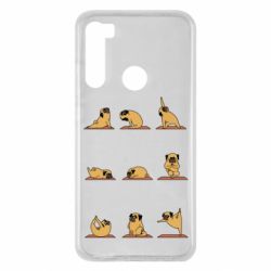 Чехол для Xiaomi Redmi Note 8 Pug engaged in yoga - PrintSalon