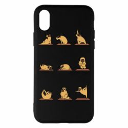 Чехол для iPhone X/Xs Pug engaged in yoga - PrintSalon