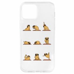 Чехол для iPhone 12 Pro Pug engaged in yoga - PrintSalon