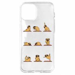 Чехол для iPhone 12 mini Pug engaged in yoga - PrintSalon