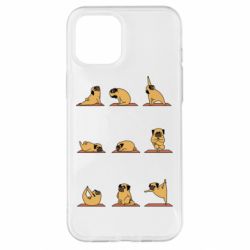 Чехол для iPhone 12 Pro Max Pug engaged in yoga - PrintSalon