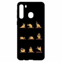 Чехол для Samsung A21 Pug engaged in yoga - PrintSalon