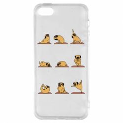 Чехол для iPhone5/5S/SE Pug engaged in yoga - PrintSalon