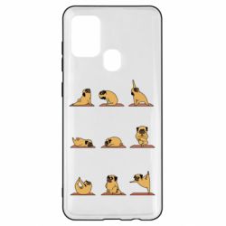 Чехол для Samsung A21s Pug engaged in yoga - PrintSalon