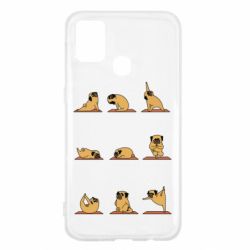 Чехол для Samsung M31 Pug engaged in yoga