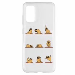 Чехол для Samsung S20 Pug engaged in yoga - PrintSalon