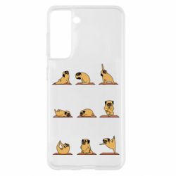 Чохол для Samsung S21 Pug engaged in yoga