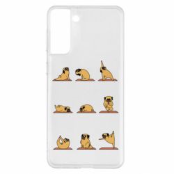 Чехол для Samsung S21+ Pug engaged in yoga - PrintSalon