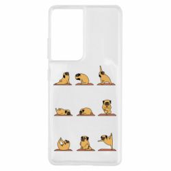 Чехол для Samsung S21 Ultra Pug engaged in yoga - PrintSalon