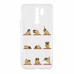 Чехол для Xiaomi Redmi 9 Pug engaged in yoga - PrintSalon