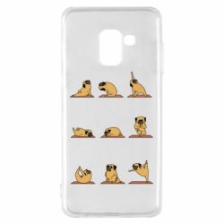 Чехол для Samsung A8 2018 Pug engaged in yoga
