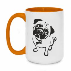 Чашка двокольорова велика Pug with big eyes - PrintSalon