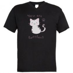 Мужская футболка  с V-образным вырезом Purrfect