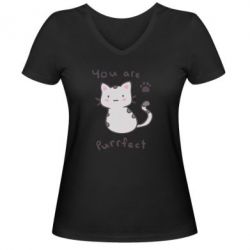 Женская футболка с V-образным вырезом Purrfect - PrintSalon