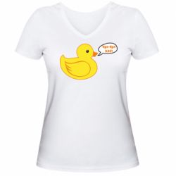 Женская футболка с V-образным вырезом Quack-quack fuck! - PrintSalon