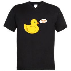 Мужская футболка  с V-образным вырезом Quack-quack fuck! - PrintSalon