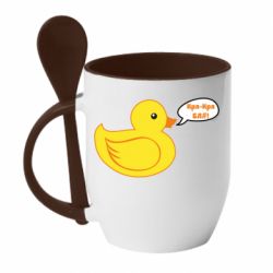 Чашка с ложкой Quack-quack fuck! - PrintSalon