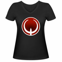 Женская футболка с V-образным вырезом Quake Logo-PrintSalon Женская футболка с V-образным вырезом Quake Logo