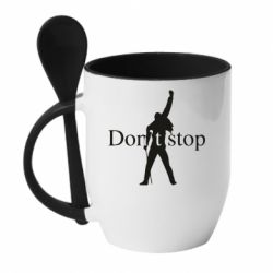 Чашка с ложкой Queen Don't stop - PrintSalon