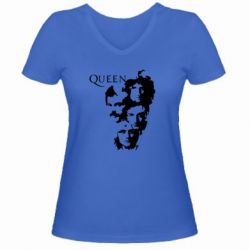 Женская футболка с V-образным вырезом Queen music - PrintSalon