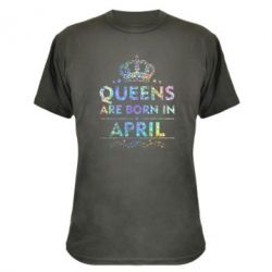 Камуфляжна футболка Queens are born in April Голограмма - PrintSalon