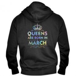Мужское худи на молнии Queens are born in March Голограмма - PrintSalon
