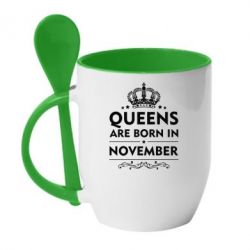Чашка с ложкой Queens are born in November - PrintSalon