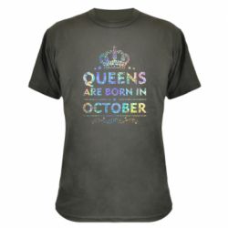 Камуфляжна футболка Queens are born in October Голограмма - PrintSalon