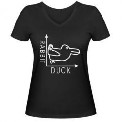 Женская футболка с V-образным вырезом Rabbit and duck - PrintSalon