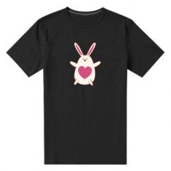 Мужская футболка премиум Rabbit with a pink heart - PrintSalon