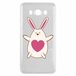 Чехол для Samsung J7 2016 Rabbit with a pink heart - PrintSalon