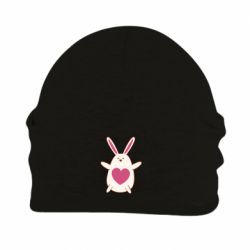 Шапка флисовая Rabbit with a pink heart - PrintSalon
