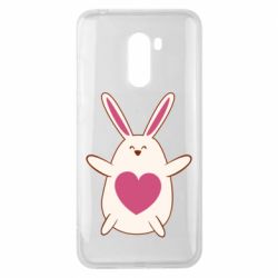 Чехол для Xiaomi Pocophone F1 Rabbit with a pink heart - PrintSalon