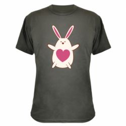 Камуфляжная футболка Rabbit with a pink heart - PrintSalon