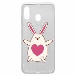 Чехол для Samsung A30 Rabbit with a pink heart - PrintSalon