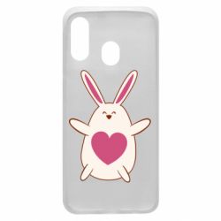 Чехол для Samsung A40 Rabbit with a pink heart - PrintSalon